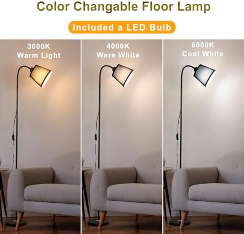Floor Reading Lamp, Adjustable Height Bendable Short Standing Corner Lamps