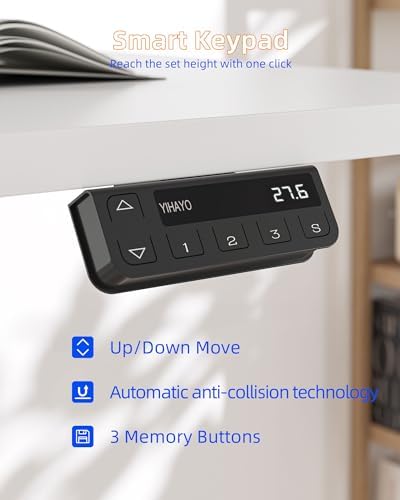YIHAYO Electric Standing Desk with Drawers, 40 x 24 Inches Adjustable Desk with Storage Shelf, Stand Up Desk with Splice Board, Computer Table for Home Office,White Frame/White Top