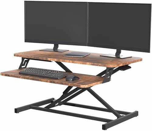 VIVO Rustic Vintage Brown 32 inch Standing Desk Riser, DESK-V000SN