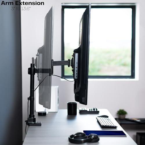 VIVO Ultra Wide Monitor and TV Desk Mount for up to 55 inch Screens, Single Television Stand with Articulating Arm, Holds up to 44 lbs, Max VESA 400x400mm, Black, STAND-V155D