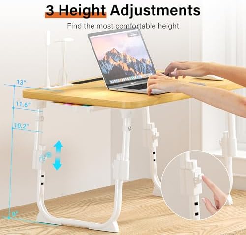 Lap Desk for Bed Adjustable Height with USB Port 23.6" x15.7" Desktop