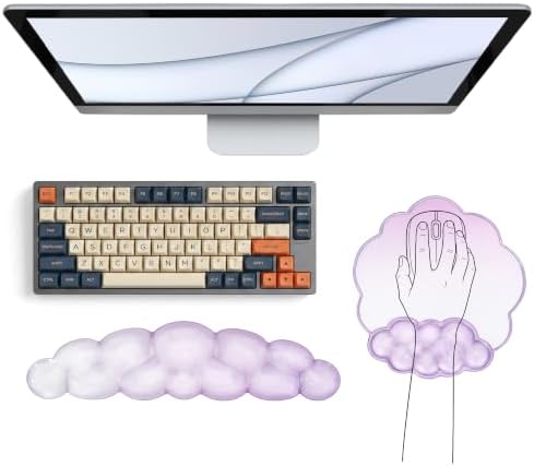 Gel Cloud Wrist Rest, Keyboard & Mouse Pad Set for Office, Non-Slip Support