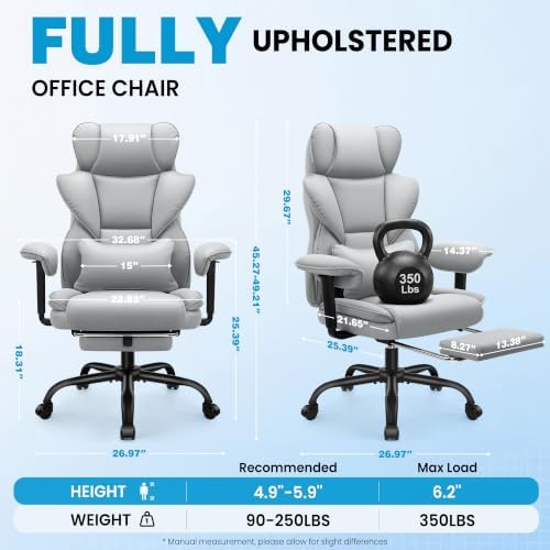 ALLGOD Office Desk Chair, Big and Tall Computer Gaming Chair with footrest