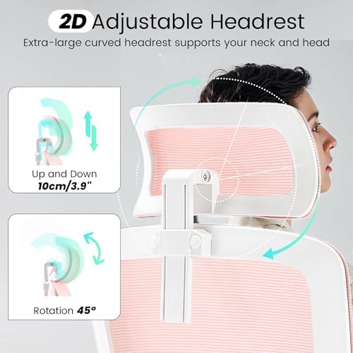 Fizzin Pink Office Chair, Desk Chair with Adjustable Lumbar Support