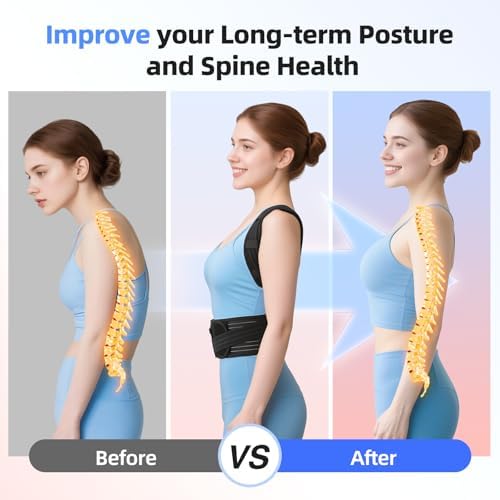 babaka Posture Corrector for Women and Men, Adjustable Full Back Support, Upper and Lower Back Pain Relief, Back Brace, Shoulder Straightener, Scoliosis, Hunchback, Thoracic, Spine Corrector (X-Large, Waist: 33''-44'')