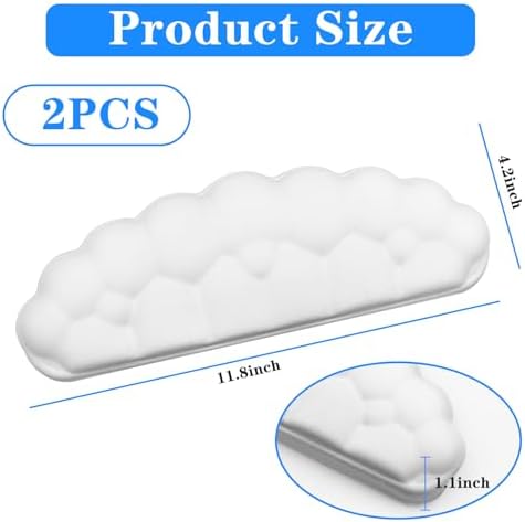 2 Pack Cloud Desk Elbow Pads, Adjustable Spacing Soft Memory Foam with Non-Slip Base, Ergonomic Desk Edge Cushion & Wrist Rest for Computer Keyboard, Office and Home Use White