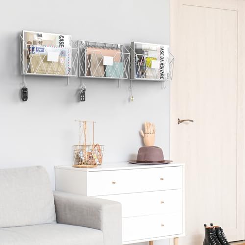 YBING Wall File Organizer 6 Pack Mesh Wire Hanging File Holder, White
