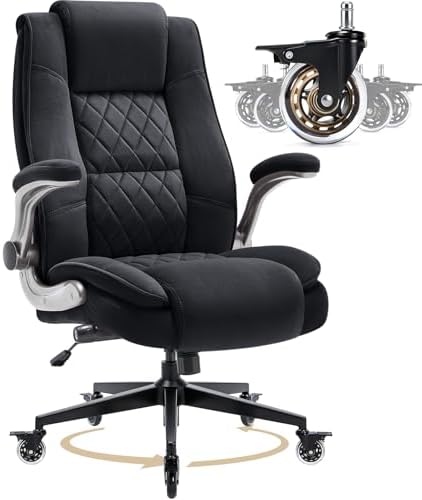 Fabric High Back Office Chair, Thick Padded Ergonomic Computer Desk Chair