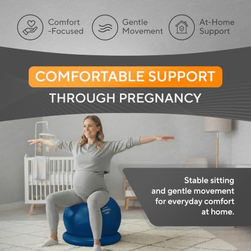 Yoga Ball Chair for Office Desk with Base - Ergonomic Balance & Stability Exercise Ball Seat for Adults - Active Sitting for Posture, Core & Back Pain Relief, Home Gym, Therapy, Pump