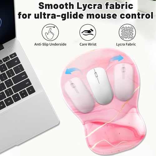 Ergonomic Mouse Pad with Wrist Rest - Gel Wrist Support Mousepad with Non-Slip PU Base for Computer, Laptop, Office & Home