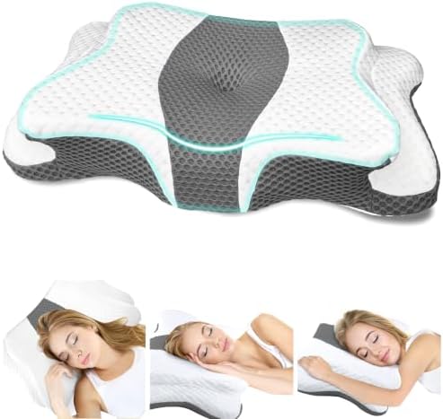 CHxxy Memory Foam Pillows, Cervical Pillow for Neck & Shoulder Pain Relief