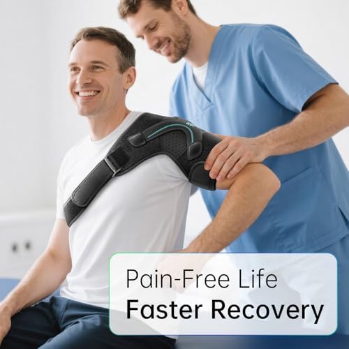 Shoulder Brace, Rotator Cuff Support and Arm Sling for Pain Relief & Injury Recovery, Breathable Compression Sleeve for Strain & Dislocation Prevention, Adjustable for Left and Right Arm, Men & Women