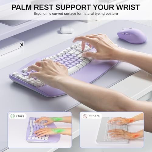Wireless Keyboard and Mouse Combo,2.4G Ergonomic Wave Keys(Purple-A)