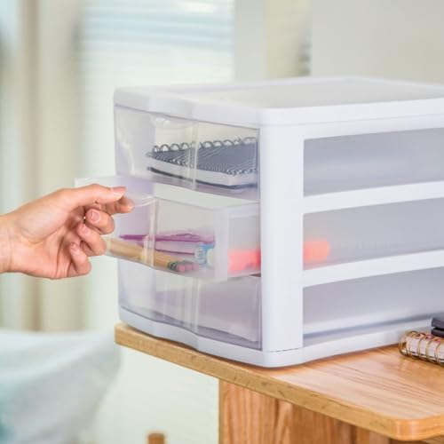 Sterilite Wide 3-Drawer Storage Unit for Bedroom and Dresser, 8-Pack