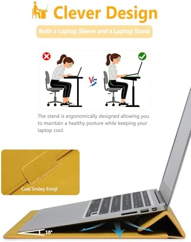 HYZUO 15 Inch Laptop Case Bag Sleeve with Stand for MacBook, Olive Yellow