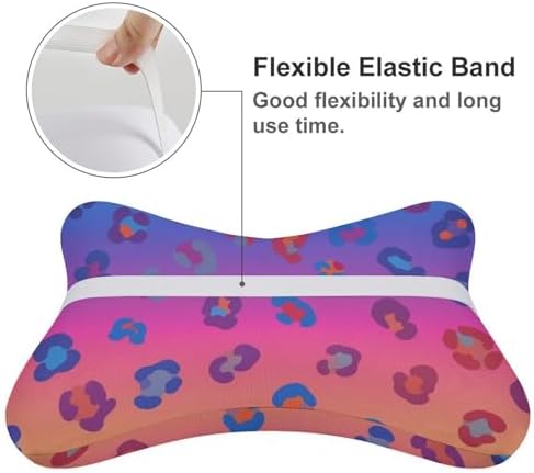 2 Pcs Comfortable Car Neck Pillow Rainbow Cheetah Leopard Print Travel Headrest Support for Driving Airplane Home Resting