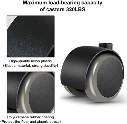 Apllamo 2 Inch Swivel Casters 5/16" Stem & Top Plate 1000 LBS Heavy Duty