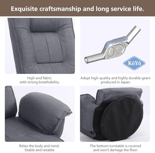360° Swivel Floor Gaming Chair, Folding Floor Lounge Chair with with Padded Armrest and Back Support,14 Position Adjustable Recliner,Lazy Japanese Floor Chair for Esports,Reading,Napping,Grey