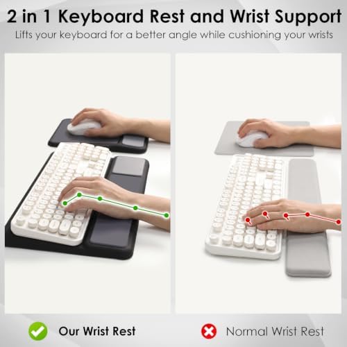 3-in-1 Ergonomic Keyboard Stand & Mouse Pad Set with Wrist Rest, Black