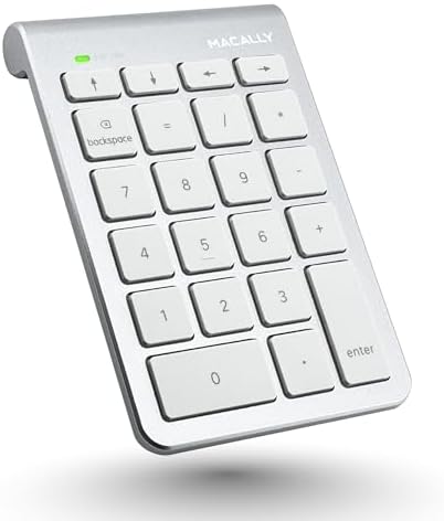 Macally Bluetooth Number Pad for Laptop - Wireless Numeric Keypad - 22 Key Numeric Keypad for Data Entry, Numpad Compatible with Mac, iMac, MacBook, iPad, iPhone, iOS, Laptop, PC, Android - Silver
