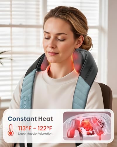 COMFIER Cordless 4D Shiatsu Neck & Shoulder Massager with Heat, Blue