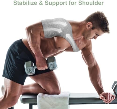 Ipetboom Shoulder Brace: Rotator Cuff Support Brace Wrap for Men and Women - Shoulder Compression Sleeve for Preventing Strains and Dislocation, M
