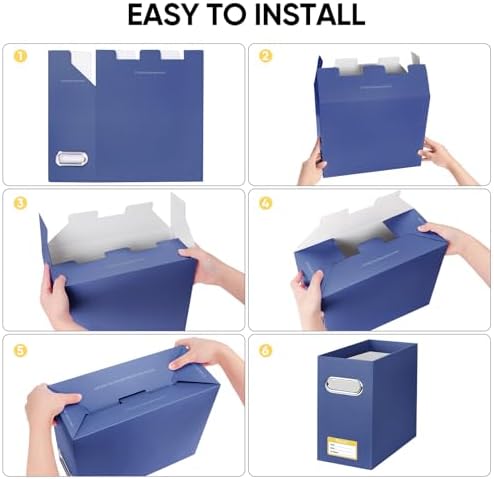 BALEINE 4PK File Organizer Box, Cardboard File Folder Organizer with Handle