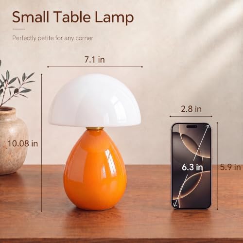 Dawnwake Mushroom Lamp Table Lamp for Bedroom-Small Desk Table Lamps,Orange