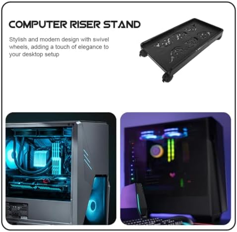 Computer Tower Stand with Four Wheels and Sliding Tray Base