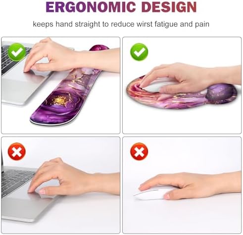 Gaming Mouse Pad Large Desk Mat, Cute Purple Marble Rose Desk Pad Protector