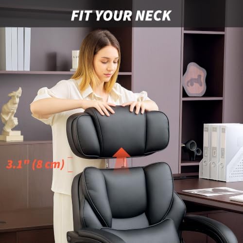 HOMCOM High Back Office Chair with Footrest, Adjustable Headrest, Black