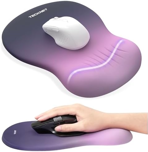 TECKNET Ergonomic Mouse Pad with Wrist Rest, Smooth Surface & Non-Slip Base