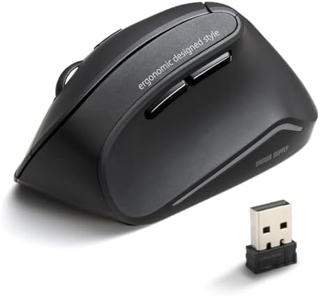 SANWA 2.4G Wireless Ergonomic Mouse, Silent Click Vertical Mouse, Black