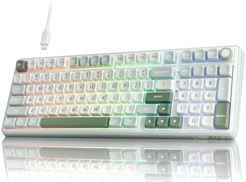 RK ROYAL KLUDGE R98 Pro Creamy Mechanical Keyboard, 96% Wired Gaming Keyboard RGB Backlit with Number Pad and Volume Knob, Gasket Mount, MDA Profile PBT Keycaps, Hot Swappable Pre-lubed Tactile Switch
