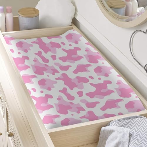 Western Cow Prints Baby Changing Pad Cover, Unisex Farm Cow Nursery Diaper Changing Table Pad Mat Sheet for Boys Girls-16x32