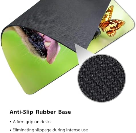 9.5x7.9 Inch Office/Gaming Mouse Pad, Lovely Golden Retriever Dog with Butterfly, Cute Anti-Slip Mat for Desk Decor