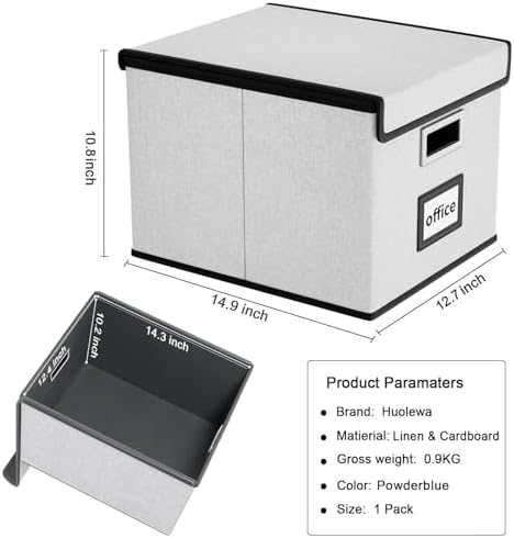 File Organizer Box with Lids, Collapsible File Folder Organizer