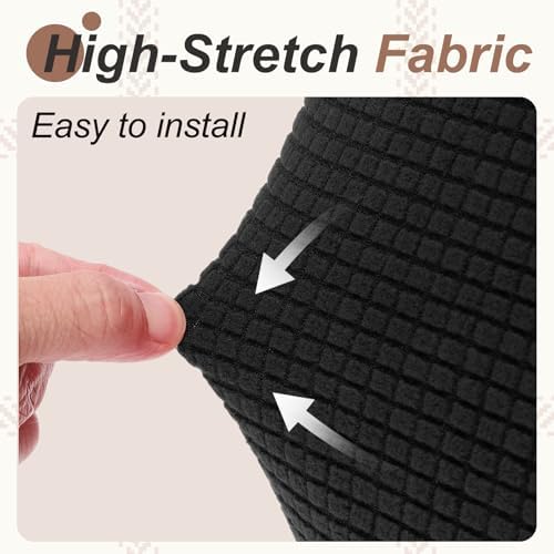 PATIKIL 1 Set Office Chair Cover, Desk Chair Cover Stretchable Universal Computer Seat Slipcover Large with Armrest Covers Zipper for Rolling Office Chairs Home Desk Seat, Black