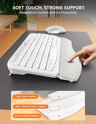 SABLUTE Wireless Keyboard and Mouse Combo with Ergonomic Wave Key