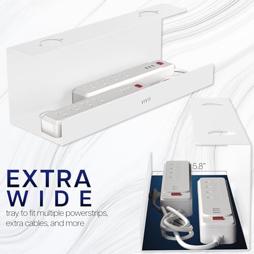 VIVO 2 Pack White 17 inch Extra Deep Cable Management Tray, DESK-AC16-2CW