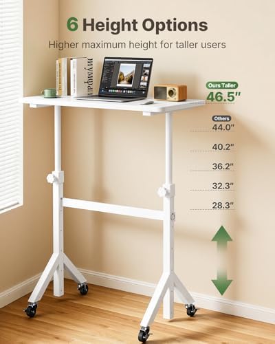 Marsail Mobile Standing Desk with Lockable Wheels and 6 Height Levels