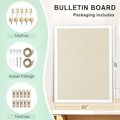 DOLLAR BOSS Double-Sided Bulletin Boards with Linen, 30"x20" Cork Board