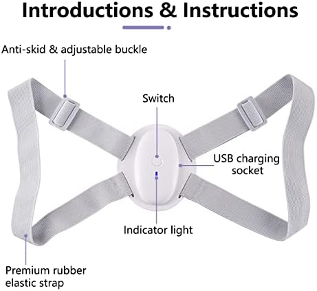 Smart Posture Corrector, Upper Back Brace with Vibration Intelligent Posture Reminder, Posture Trainer for Women/Kids/Men, Prevent Humpback, Help to Keep Right Posture to Develop a Good Habit (Gray)