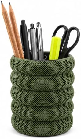 PowerTRC 3D Printed Grideo Pen Holder for Desk – Modern Pencil Cup Organizer, Office Supplies Holder, Classroom Teacher Desk Decor, Home Office Gift, Made in USA (Dark Green)