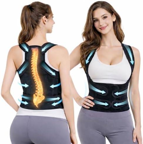 Posture Corrector for Men and Women – Dual-Zone Elastic Design with Adjustable Straps, Helps Improve Posture and Relieve Back Discomfort, Comfortable for Office Wear (Black, L/XL)