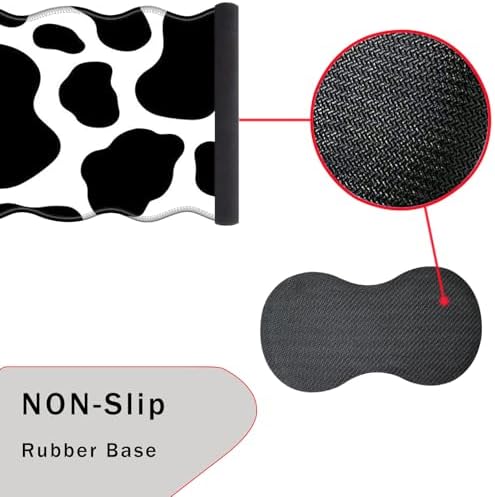 Mouse Pad with Wrist Support + Desk Mat + Coaster 3 in 1 Set, XL Large Gaming Mousepad Ergonomic Mouse Pads for Desk Computer Laptop Office,Cow Print