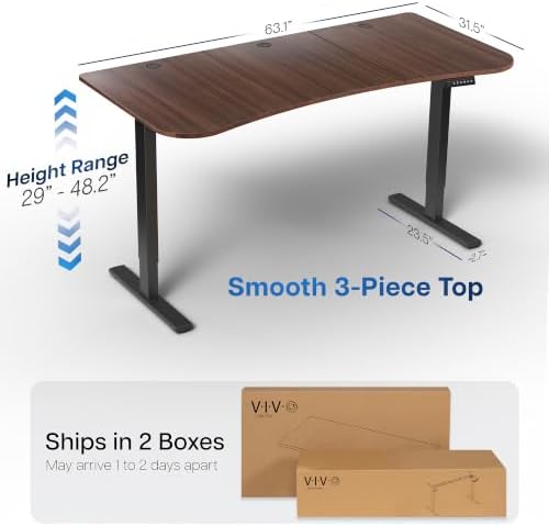 VIVO Dark Walnut 63 x 32 in Standing Desk, DESK-KIT-1B1D