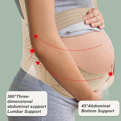 Pregnancy Belly Band, Pregnancy Support Belt, Beige, Small