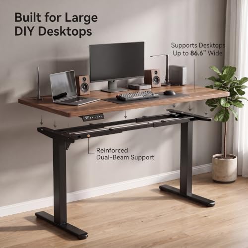 HUANUO Electric Standing Desk Frame with Double Crossbeam,Black Frame Only