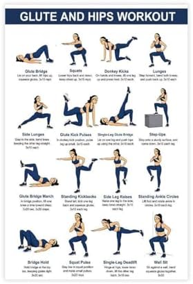 Glute And Hips Workout for Women Lower Body Exercise Chart Leg And Glute Home Gym Fitness Canvas Poster Bedroom Decor Room Decor Unframe 16x24inch